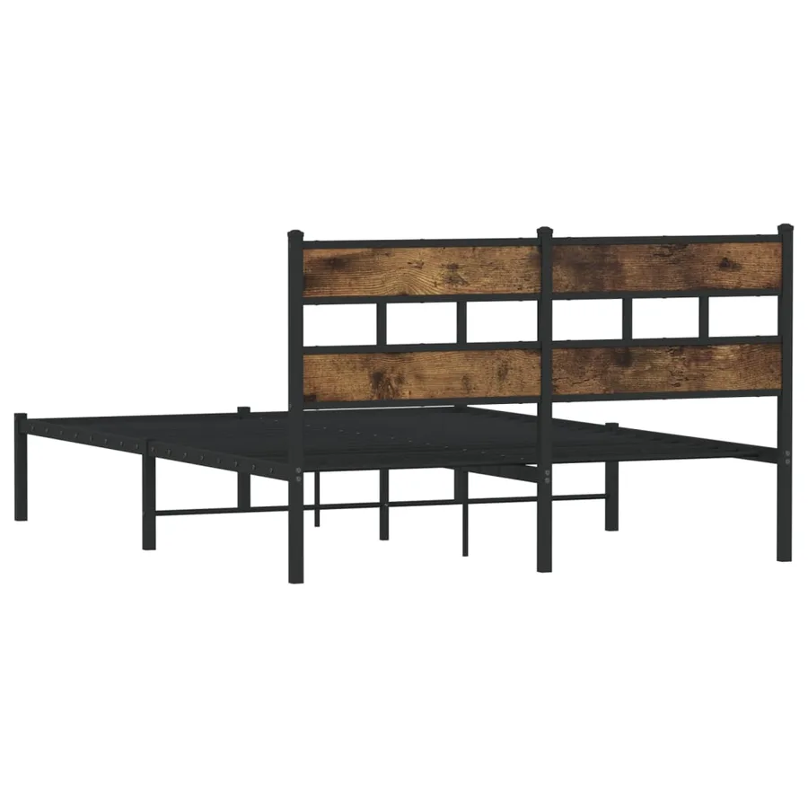 Cadre de lit en métal sans matelas chêne fumé 160x200 cm - 6