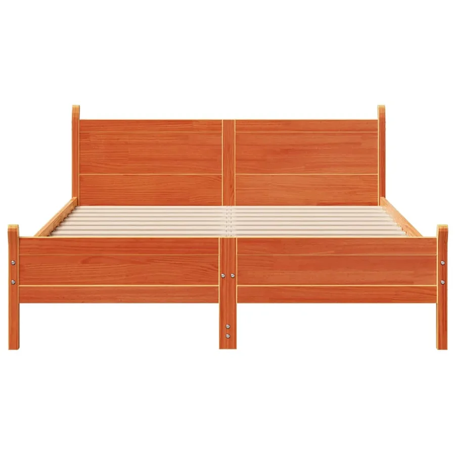 Cadre de lit sans matelas cire marron 150x200cm bois pin massif - 4