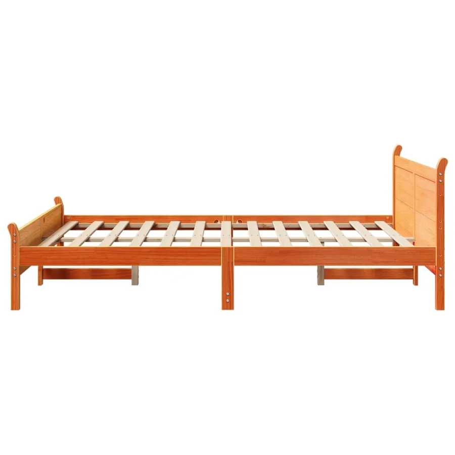 Cadre de lit sans matelas cire marron 150x200cm bois pin massif - 5