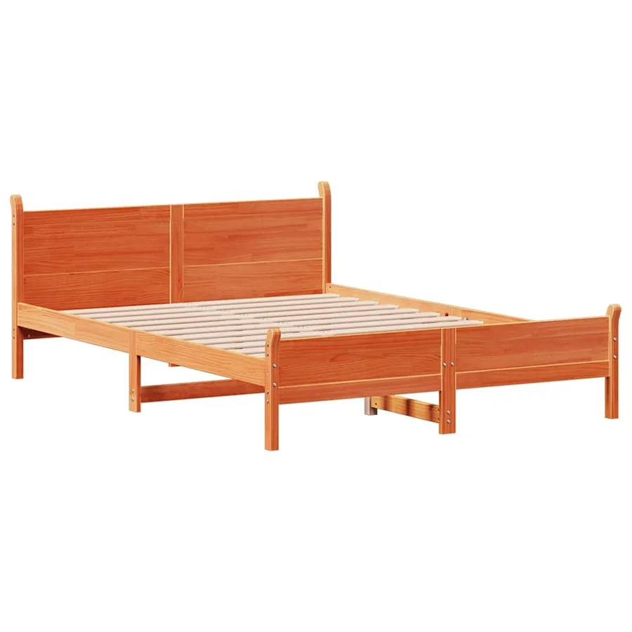 Cadre de lit sans matelas cire marron 150x200cm bois pin massif - 5