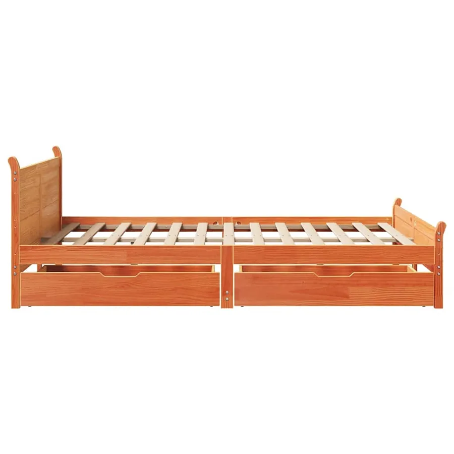 Cadre de lit sans matelas cire marron 150x200cm bois pin massif - 7