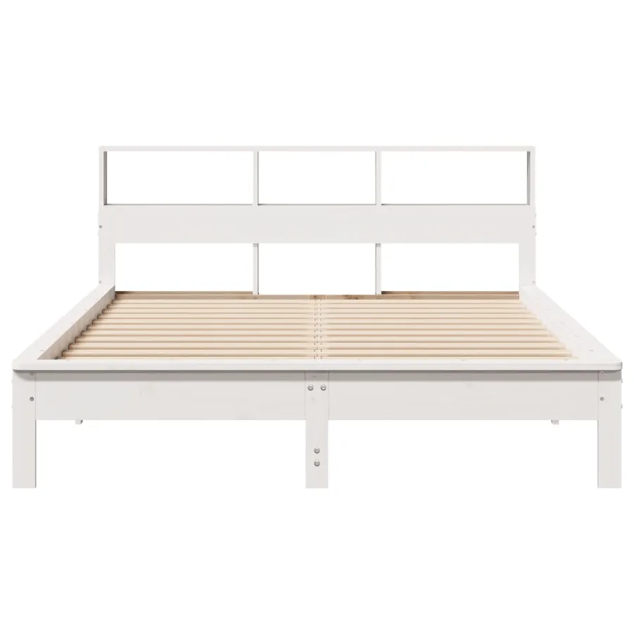 Cadre de lit sans matelas blanc 140x190 cm bois de pin massif - 4