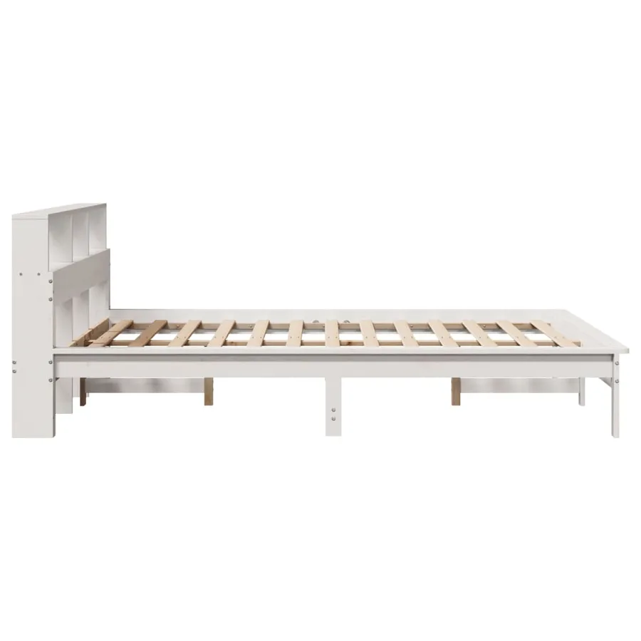 Cadre de lit sans matelas blanc 140x190 cm bois de pin massif - 5