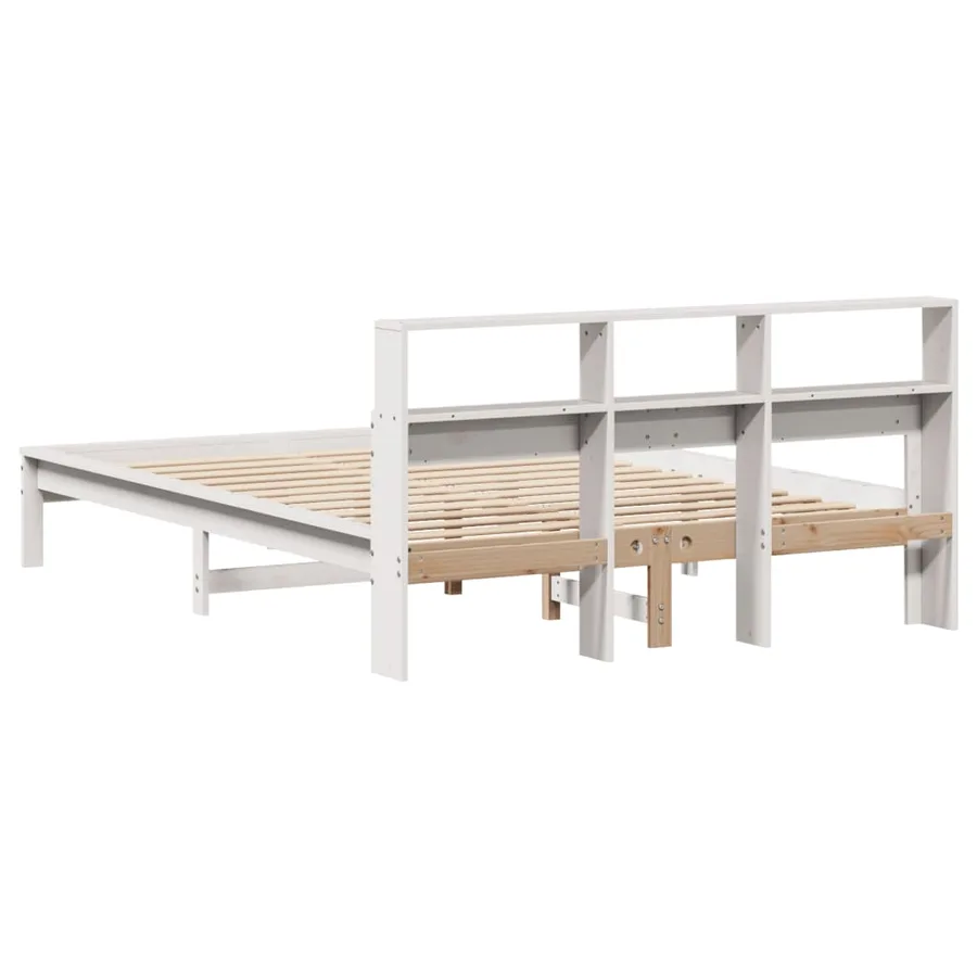 Cadre de lit sans matelas blanc 140x190 cm bois de pin massif - 6