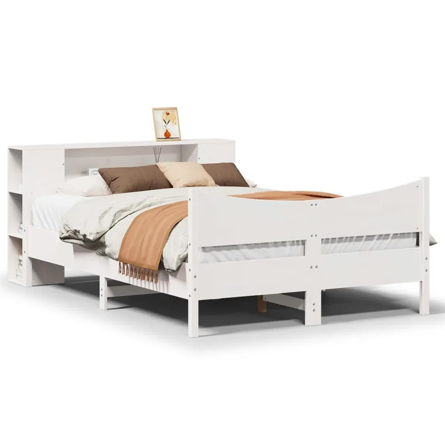 Cadre de lit sans matelas blanc 120x200 cm bois de pin massif - 2