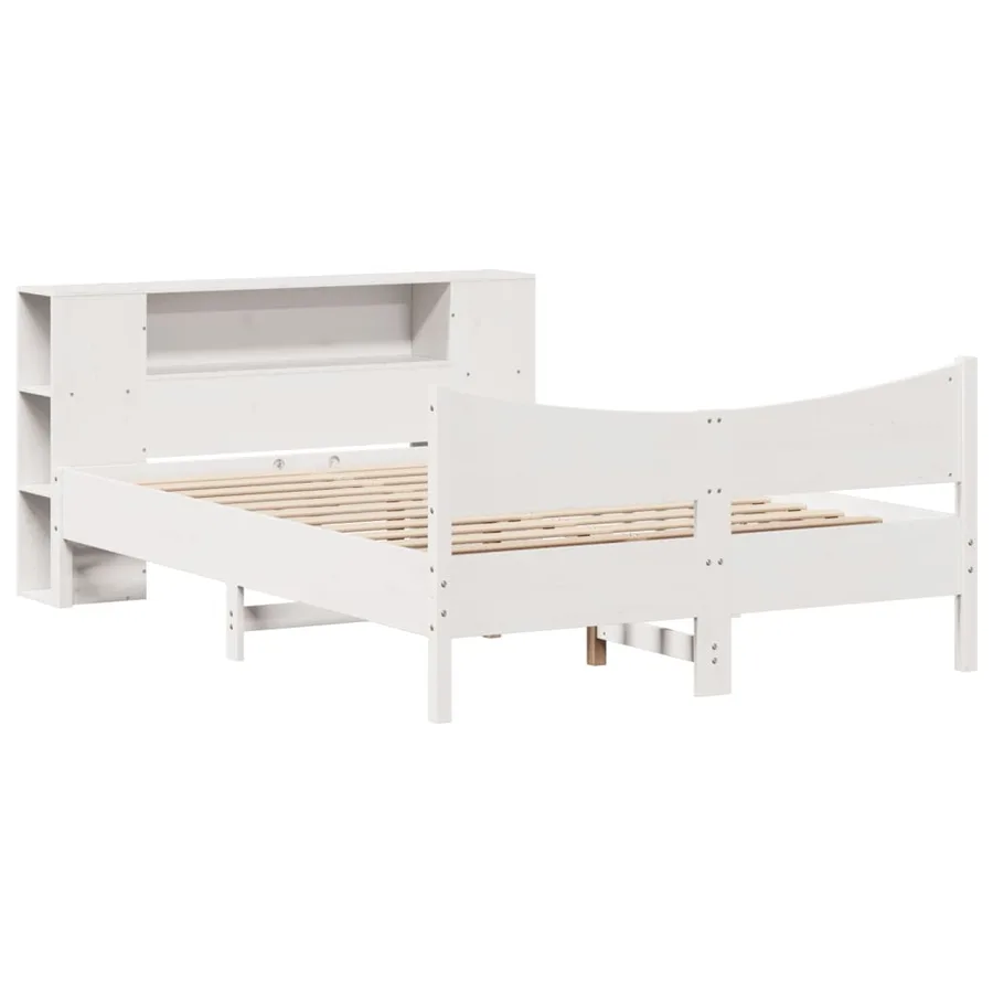 Cadre de lit sans matelas blanc 120x200 cm bois de pin massif - 3