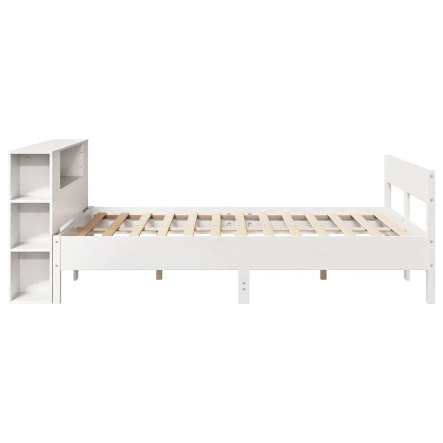 Lit bibliothèque sans matelas blanc 120x200 cm bois pin massif - 5