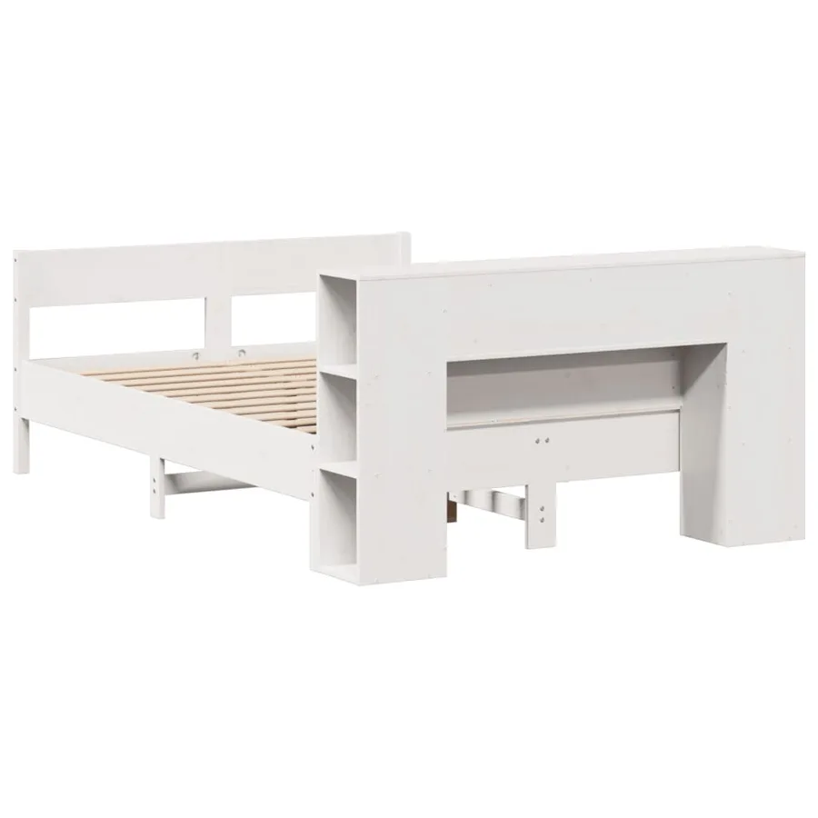 Lit bibliothèque sans matelas blanc 120x200 cm bois pin massif - 6