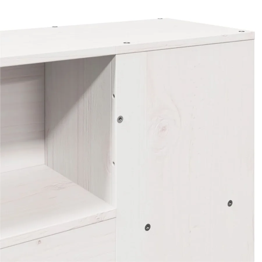 Lit bibliothèque sans matelas blanc 120x200 cm bois pin massif - 9
