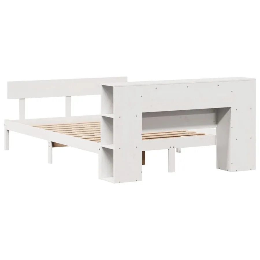 Lit bibliothèque sans matelas blanc 120x200 cm bois pin massif - 8