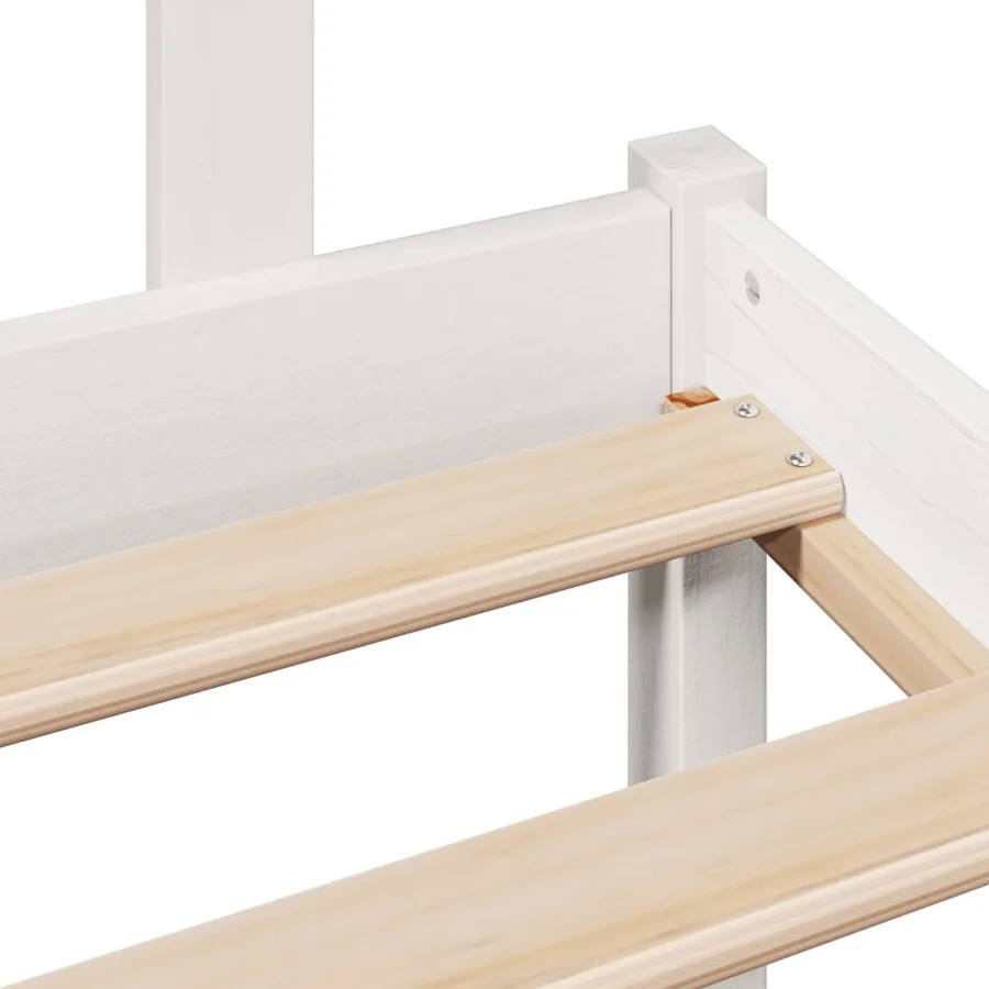 Lit bibliothèque sans matelas blanc 120x200 cm bois pin massif - 9