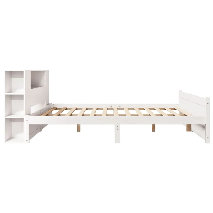 Lit bibliothèque sans matelas blanc 120x200 cm bois pin massif - 5