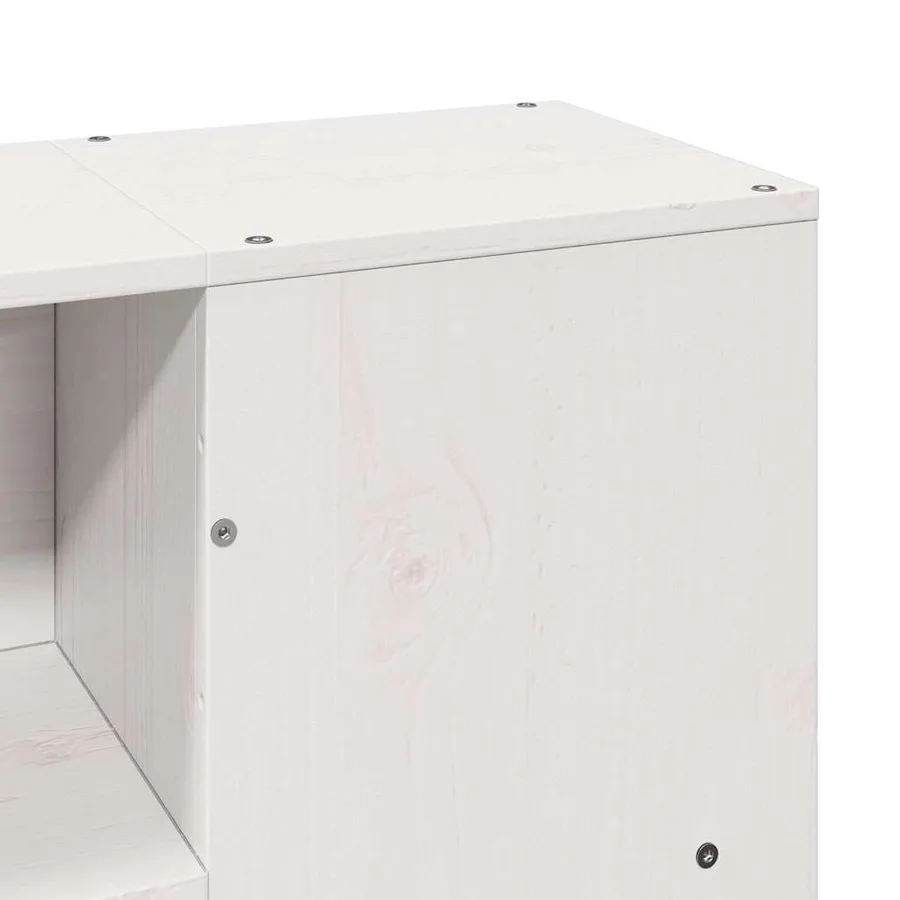 Lit bibliothèque sans matelas blanc 150x200 cm bois massif - 10