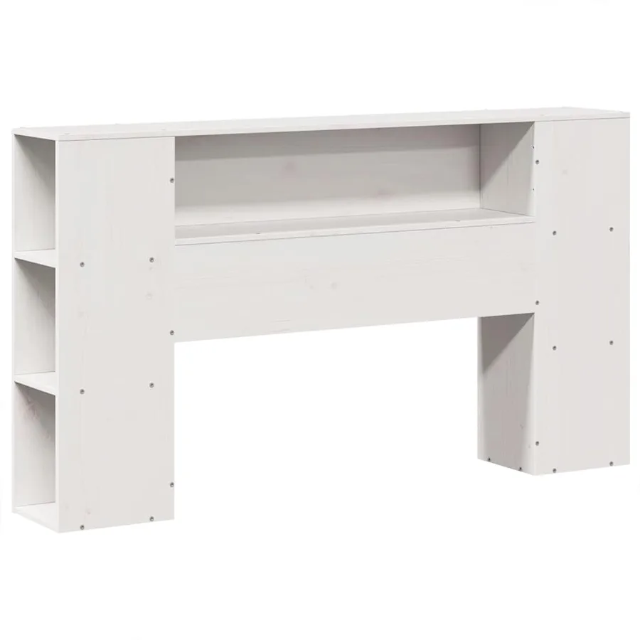 Lit bibliothèque sans matelas blanc 150x200 cm bois massif - 4