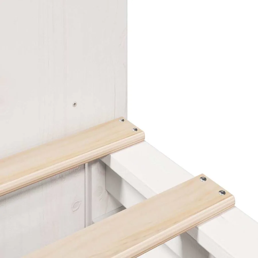 Lit bibliothèque sans matelas blanc 150x200 cm bois massif - 9