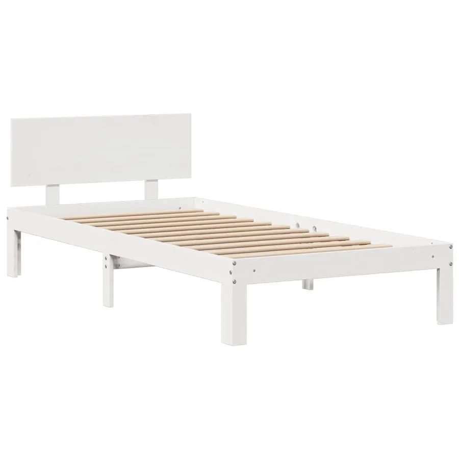 Lit bibliothèque sans matelas blanc 150x200 cm bois pin massif - 8
