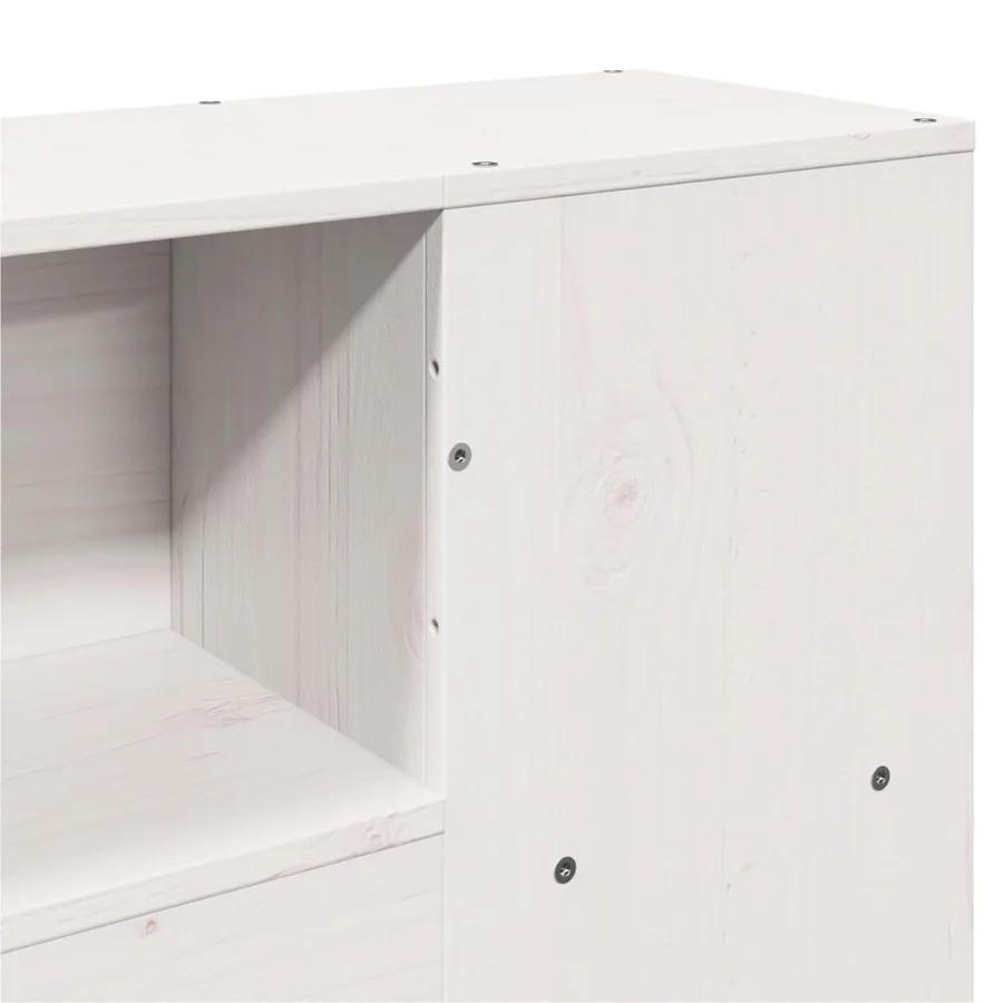 Lit bibliothèque sans matelas blanc 150x200 cm bois pin massif - 9