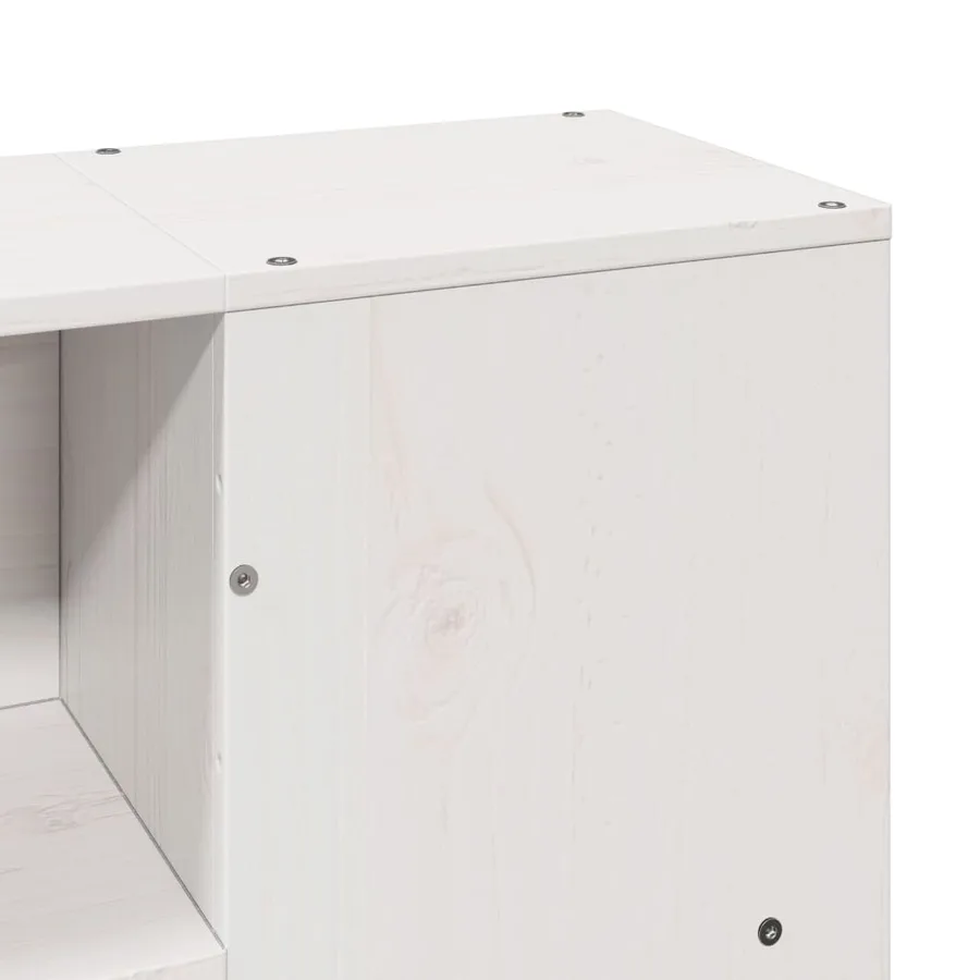 Lit bibliothèque sans matelas blanc 140x190 cm bois pin massif - 10