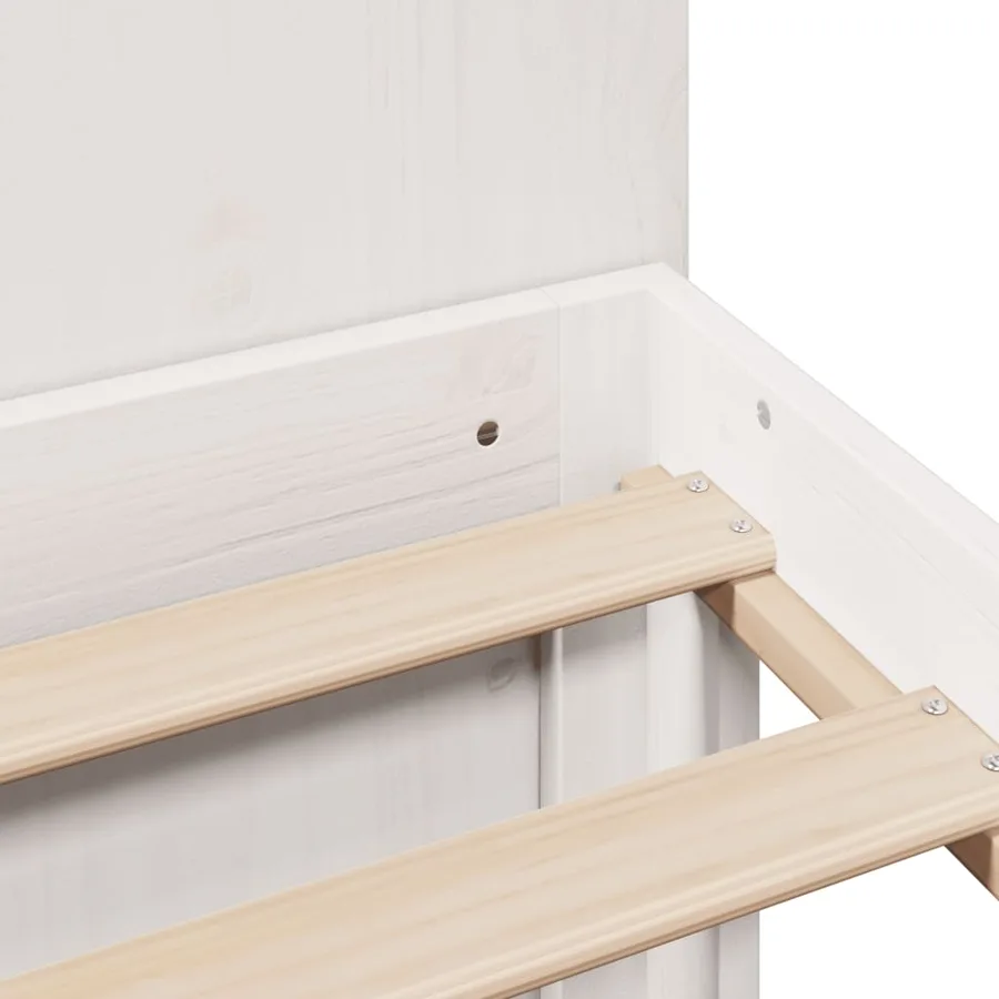 Lit bibliothèque sans matelas blanc 140x200 cm bois pin massif - 9