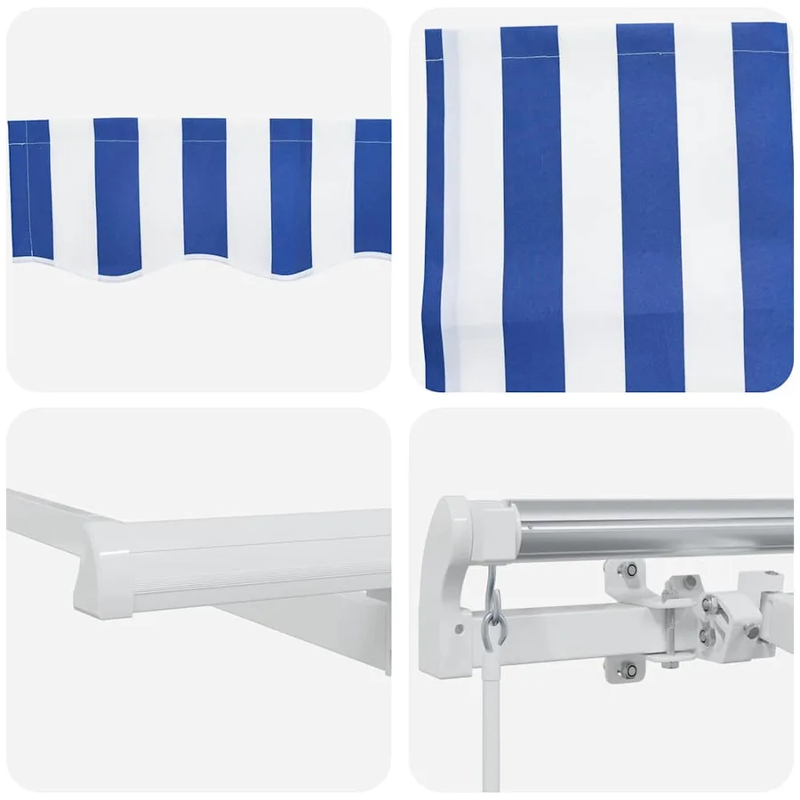 Auvent Rétractable Bleu et Blanc 450 × 300 cm - 8