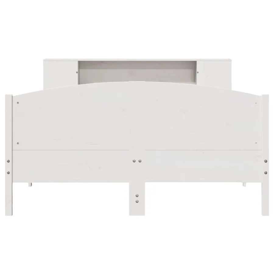 Lit bibliothèque sans matelas blanc 140x200 cm bois pin massif - 4
