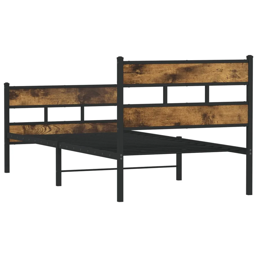 Cadre de lit en métal sans matelas chêne fumé 75x190 cm - 6