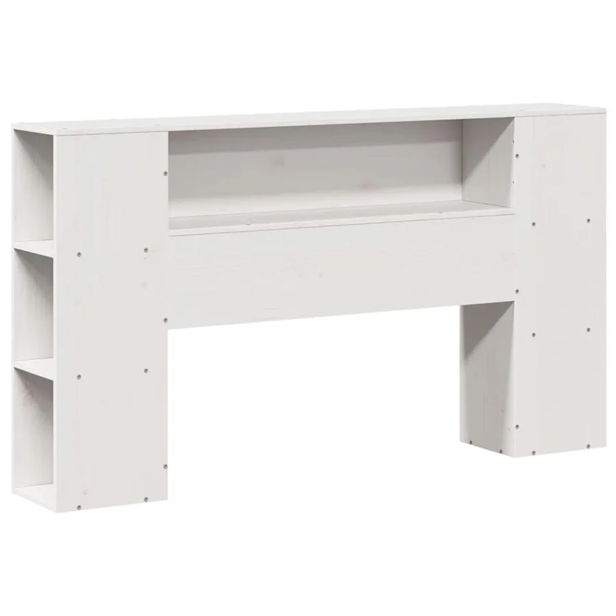 Lit bibliothèque sans matelas blanc 135x190 cm bois pin massif - 6