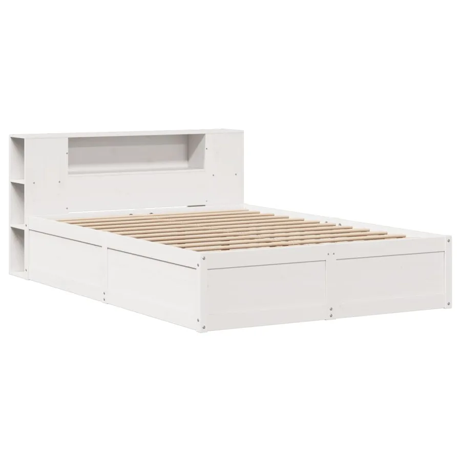 Cadre de lit sans matelas blanc 135x190 cm bois de pin massif - 3