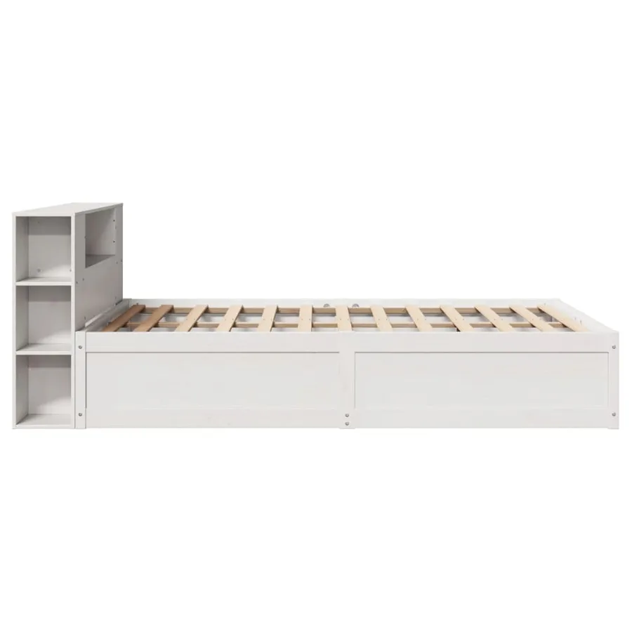 Cadre de lit sans matelas blanc 135x190 cm bois de pin massif - 6