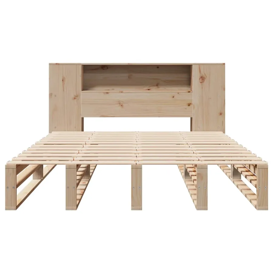 Lit bibliothèque sans matelas 135x190 cm bois massif - 5