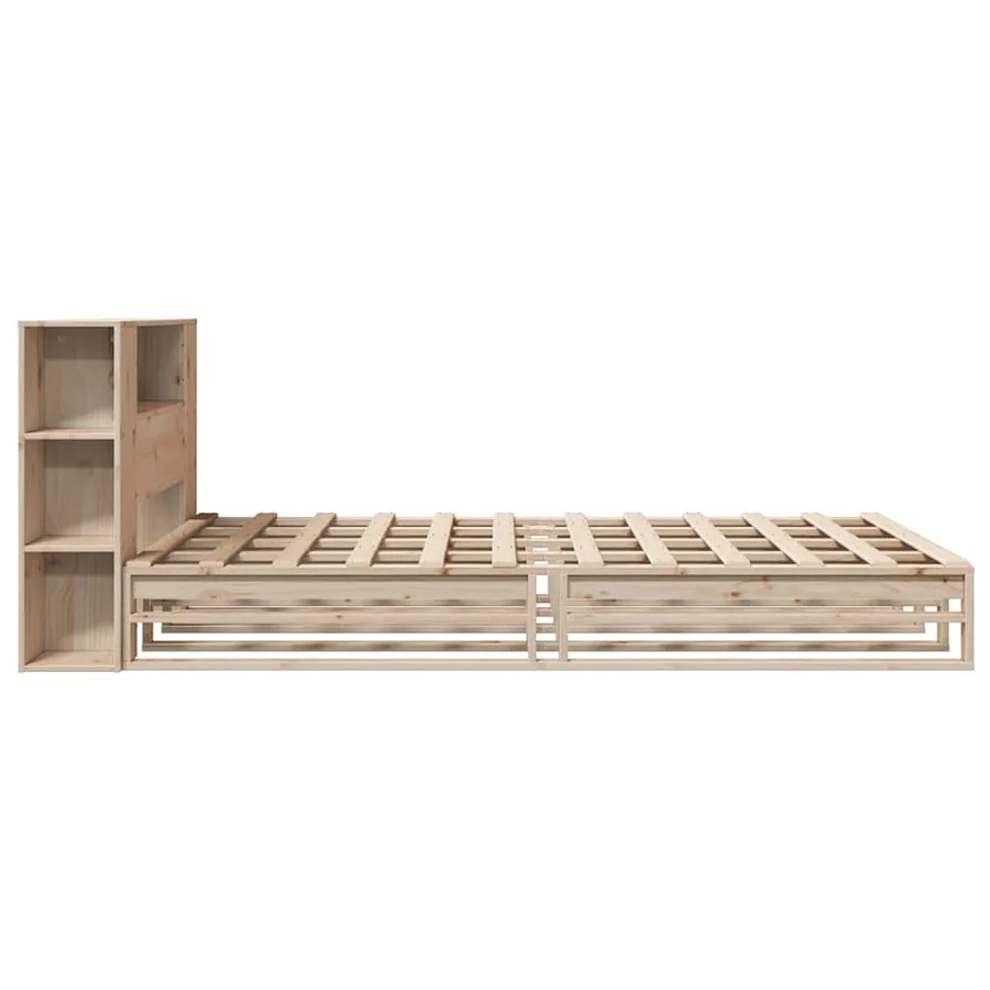 Lit bibliothèque sans matelas 135x190 cm bois massif - 7