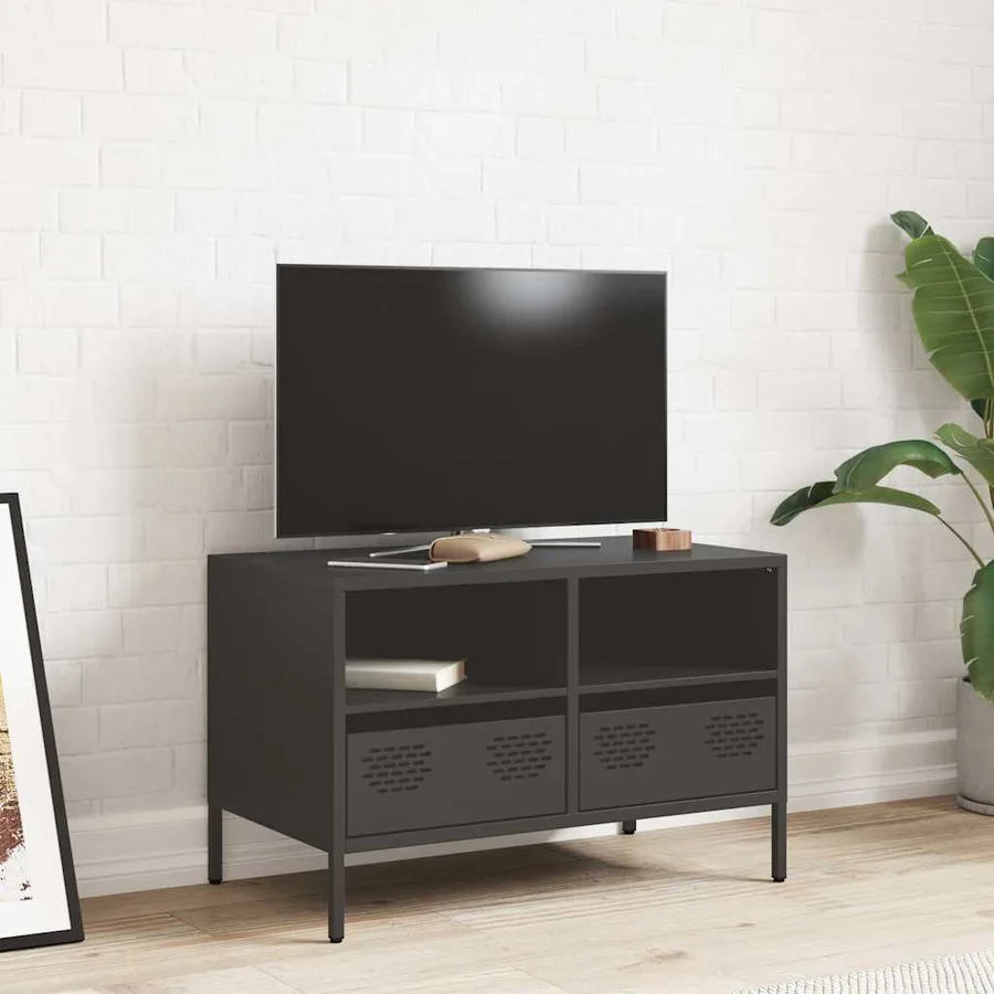 Meuble TV noir 68x39x43,5 cm acier laminé à froid - 3