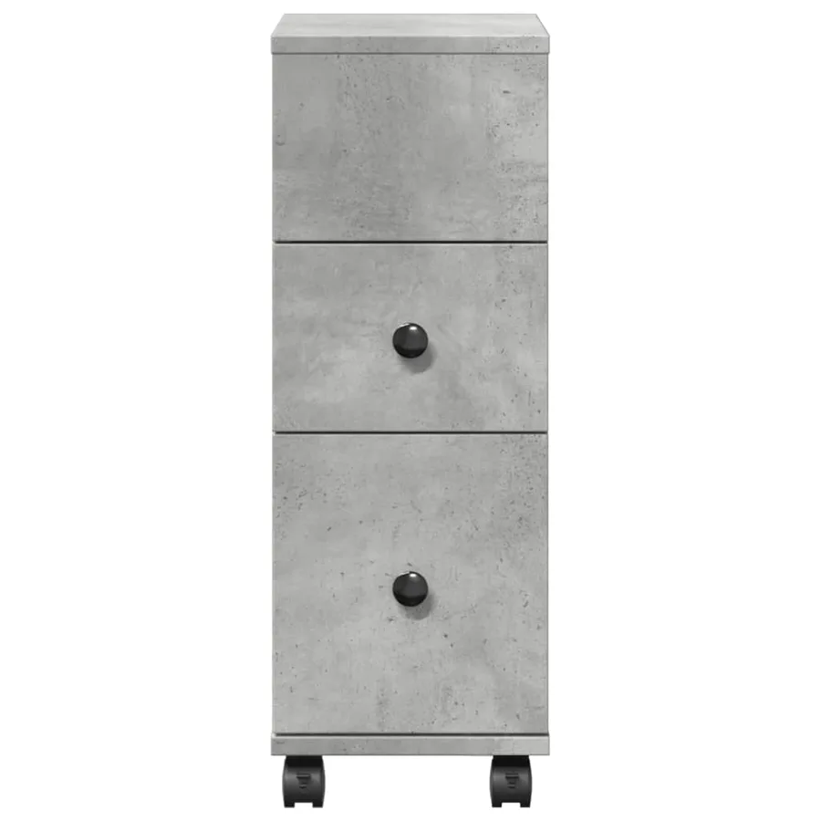 Meuble étroit de salle de bain à roulettes gris béton - 4
