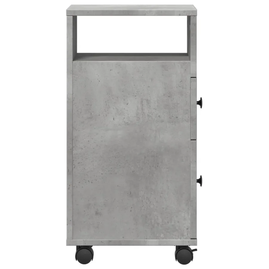 Meuble étroit de salle de bain à roulettes gris béton - 5