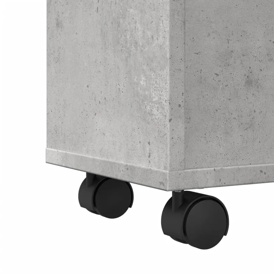 Meuble étroit de salle de bain à roulettes gris béton - 8