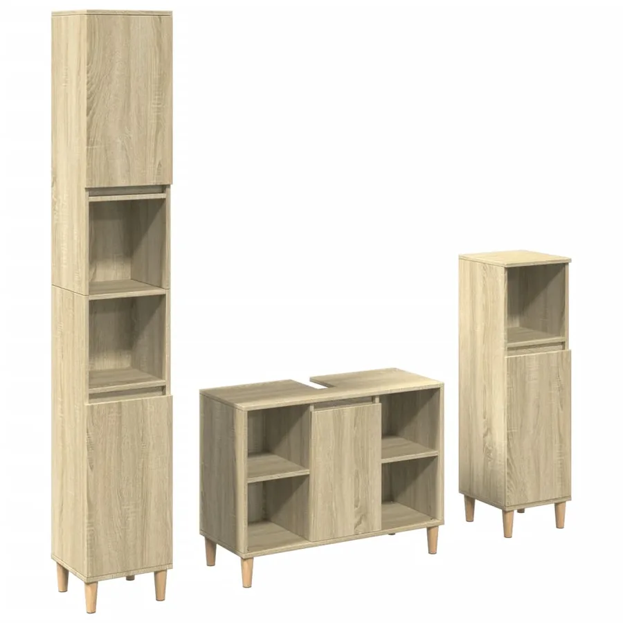 Ensemble de meubles de salle de bain 3 pcs chêne sonoma - 2