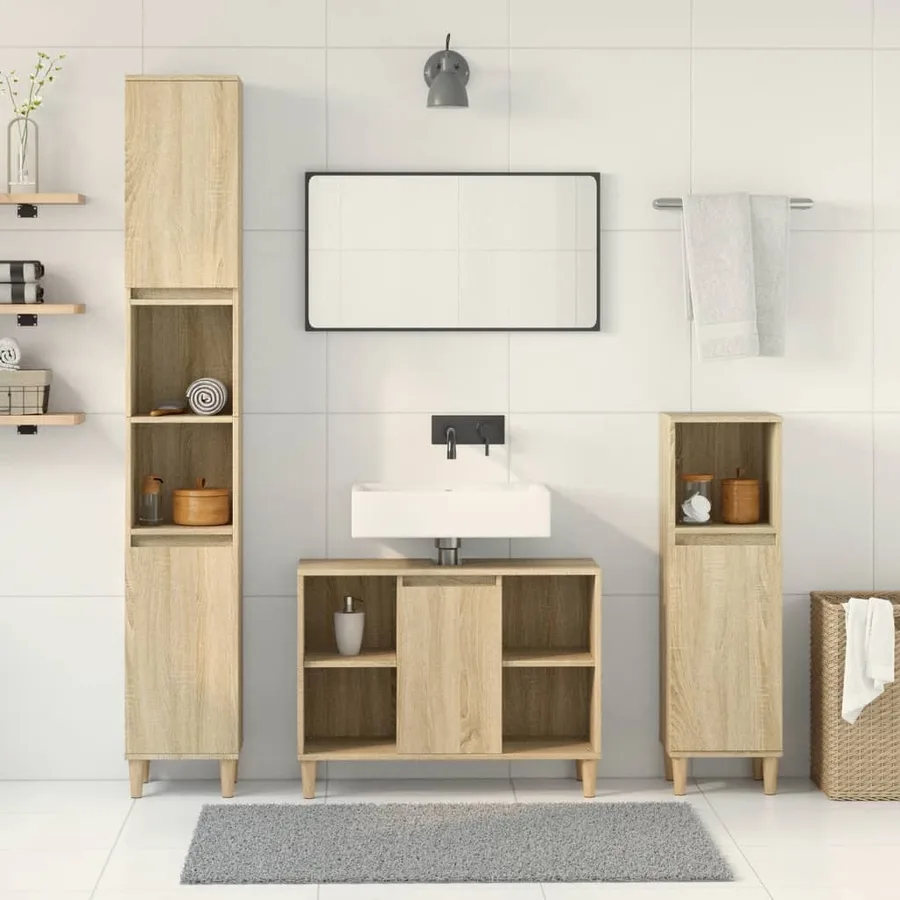 Ensemble de meubles de salle de bain 3 pcs chêne sonoma - 3