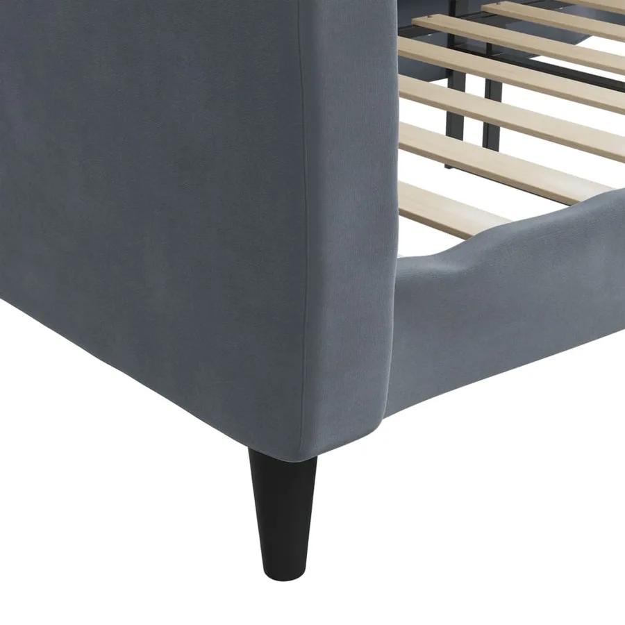 Lit de repos sans matelas gris foncé 100x200 cm velours - 6