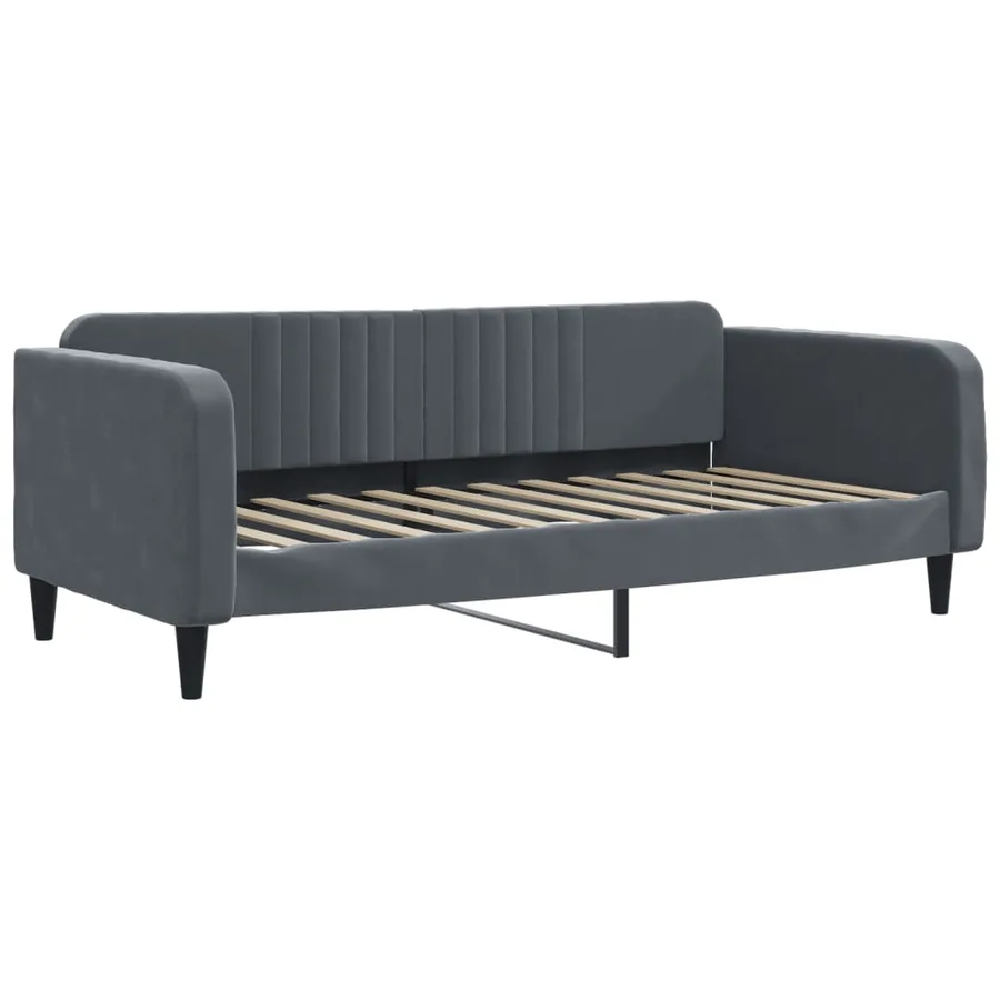 Lit de jour et gigogne et matelas gris foncé 100x200 cm velours - 4
