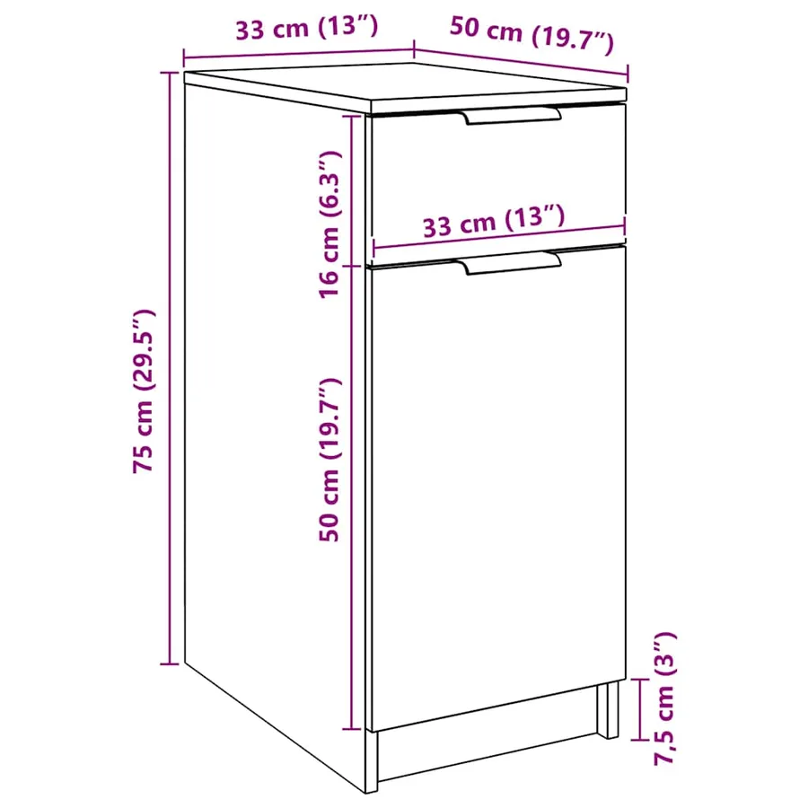 Armoire de bureau chêne artisanal 33x50x75 cm bois d'ingénierie - 10