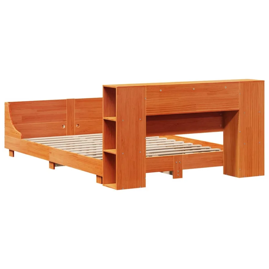 Cadre de lit sans matelas cire marron 140x200cm bois pin massif - 8