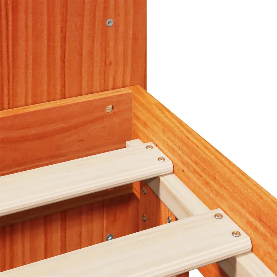 Cadre de lit sans matelas cire marron 140x200cm bois pin massif - 9