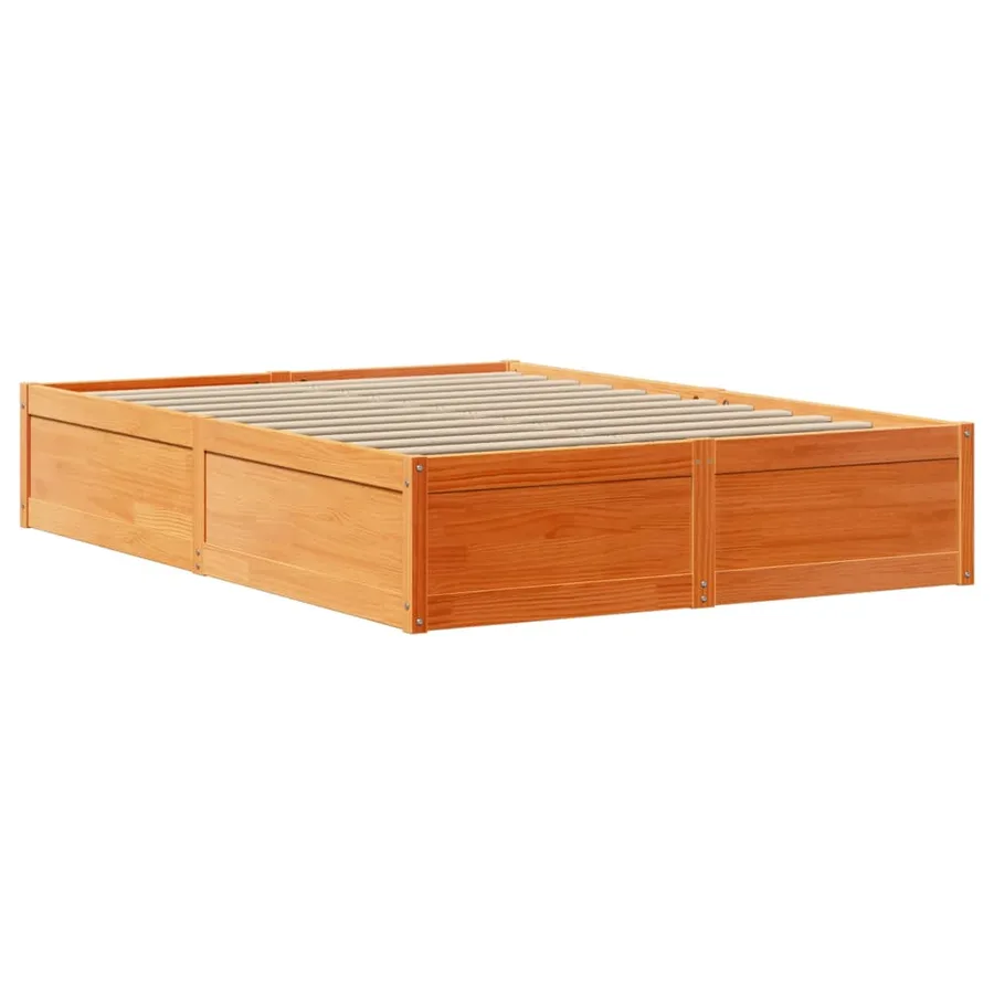 Cadre de lit sans matelas cire marron 140x190cm bois pin massif - 5