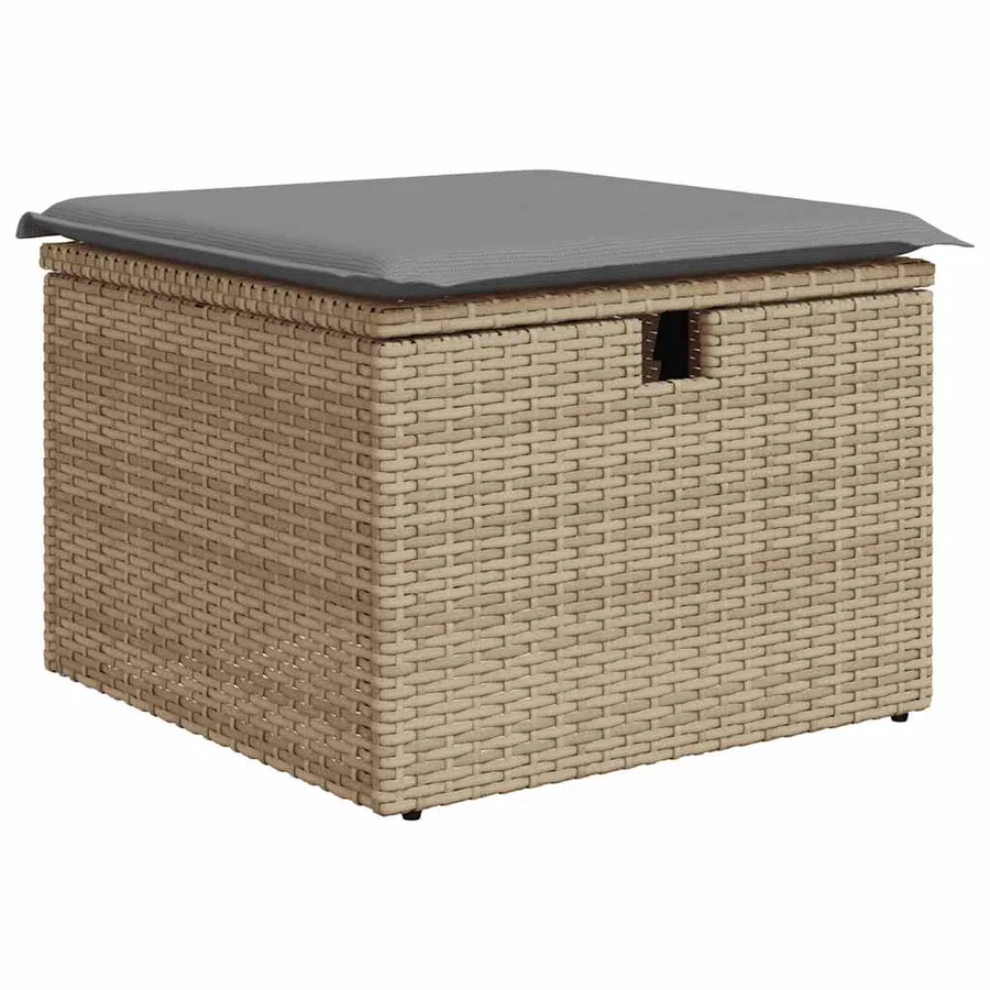 Salon de jardin avec coussins 8 pcs beige résine tressée acacia - 6