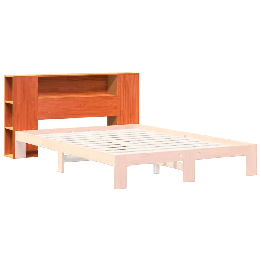 Tête de lit avec rangement cire marron 135cm bois massif de pin - 7