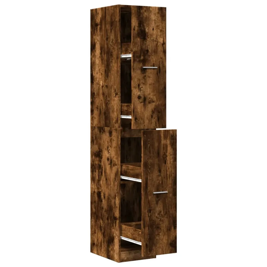 Armoire d'apothicaire chêne fumé 30x41x174,5 cm bois ingénierie - 2