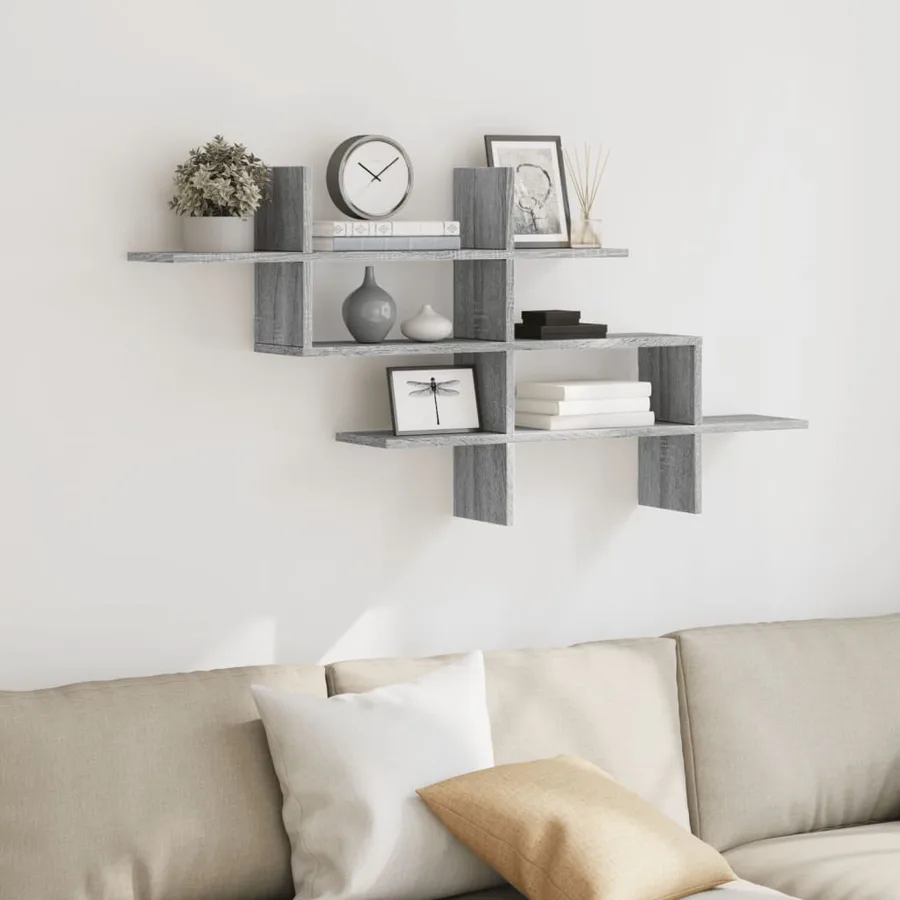 Étagère murale sonoma gris 124,5x18x60,5 cm bois d'ingénierie - 3