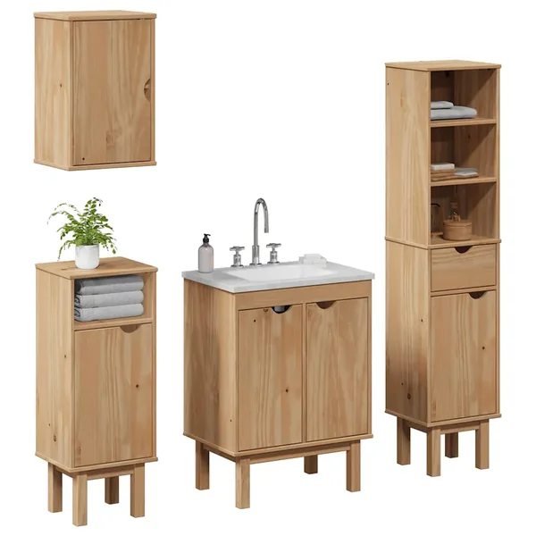 Ensemble de meubles salle de bain 4 pcs OTTA bois de pin massif