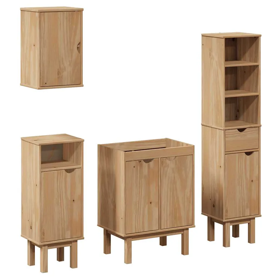 Ensemble de meubles salle de bain 4 pcs OTTA bois de pin massif - 2