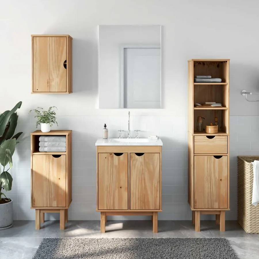 Ensemble de meubles salle de bain 4 pcs OTTA bois de pin massif - 3